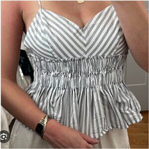 Express Striped Crop Top M Y2K Vintage Smocked Summer Camisole Retro Spring